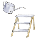 じょうろと脚立