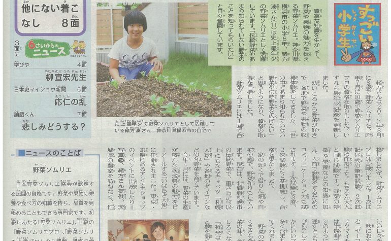 2019年10月4日 毎日小学生新聞｜新着情報｜みなとの野菜大辞典